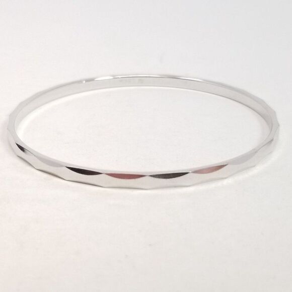 Vintage Monet Silver Tone Skinny Stacking Bangle Bracelet, Signed Estate - Picture 1 of 6